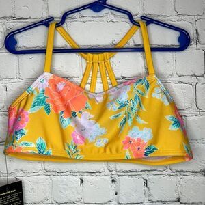 Girls Yellow Floral Bikini Top, Size large, new with tags, Art Class bikini top